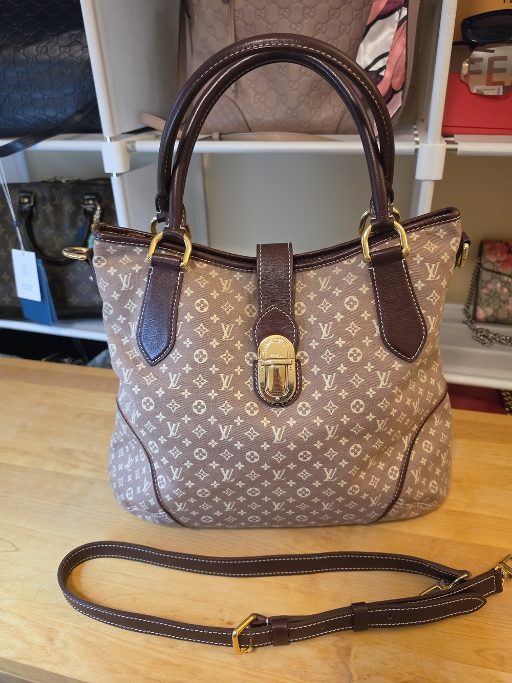 Louis Vuitton Burgandy Denim Monogram Idylle 3 Way Bag